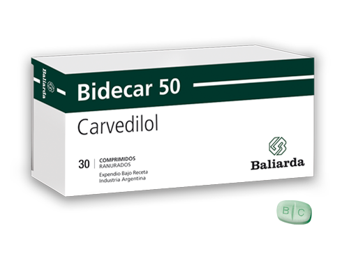 Bidecar_50_50.png Bidecar Carvedilol angina de pecho Antianginoso betabloqueante Bidecar Carvedilol Hipertensión arterial Insuficiencia cardíaca