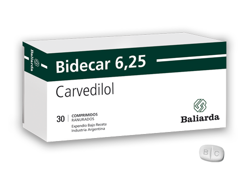 Bidecar_6.25_20.png Bidecar Carvedilol angina de pecho Antianginoso betabloqueante Bidecar Carvedilol Hipertensión arterial Insuficiencia cardíaca