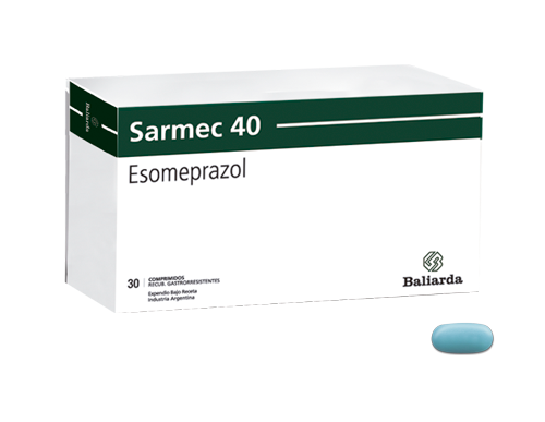 Sarmec_40_20.png Sarmec Esomeprazol Esomeprazol Gastritis IBP Inhibidores de la bomba de protones acidez estomacal reflujo gastroesofágico Sarmec úlcera gastrointestinal