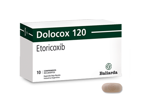 Dolocox_120_30.png Dolocox Etoricoxib aine Antiinflamatorio no esteroideo Artrosis artritis COX2 Dolocox Etoricoxib dolor agudo dolor crónico inflamación traumatismo