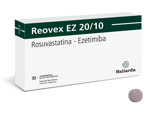 Reovex_20-10_30.png Reovex EZ Rosuvastatina Ezetimiba Colesterol alto dislipemia enfermedad cardiovascular estatina hdl hipercolesterolemia Hipocolesterolemiante Hipolipemiante ldl riesgo cardiovascular Rosuvastatina síndrome coronario agudo Triglicéridos Aterosclerosis Enfermedad ateroesclerotica Reovex EZ Ezetimiba Terapia hipolipemiante combinada Tratamiento hipolipemiante combinado Asociación hipocolesterolemiante Colesterol Placa de ateroma Síndrome metabólico