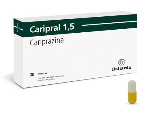 Caripral-1-5-10.png Caripral Cariprazina Antipsicótico atípico depresión bipolar psicosis trastorno bipolar tratamiento esquizofrenia Caripral Cariprazina Episodios Maníacos Agudos Episodios Maníacos Mixtos Episodios Depresivos Receptores dopaminérgicos D3 Receptores dopaminérgicos D2 Agentes dopaminérgicos Antagonistas dopaminérgicos Agonistas parciales Manía aguda Agonista parcial D2 Cuadros psicóticos Bipolaridad