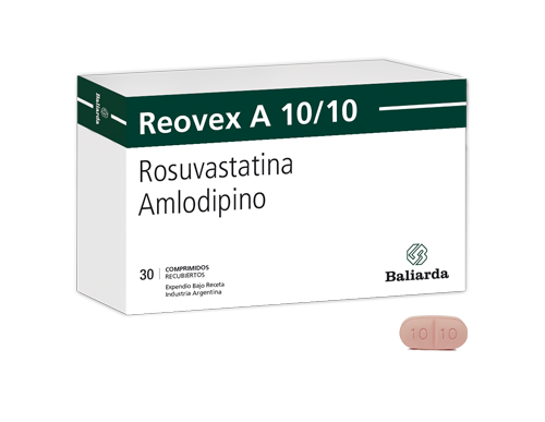Reovex-A-10-10-20.png Reovex A Rosuvastatina Amlodipino Rosuvastatina Reovex A Amlodipino Combinación Dislipidemia Presión Arterial Alta Bloqueador de los canales de calcio hipercolesterolemia Hipertensión arterial dislipemia estatina Colesterol alto Amlodipina