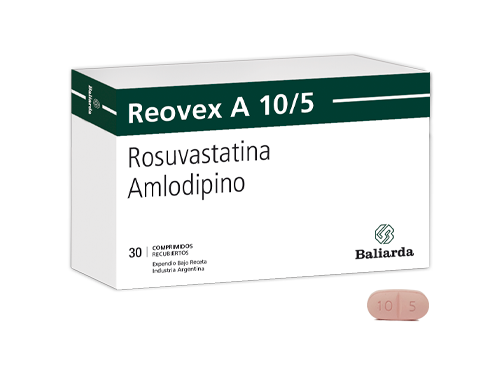 Reovex-A-10-5-10.png Reovex A Rosuvastatina Amlodipino Rosuvastatina Reovex A Amlodipino Combinación Dislipidemia Presión Arterial Alta Bloqueador de los canales de calcio dislipemia hipercolesterolemia Hipertensión arterial estatina Colesterol alto Amlodipina