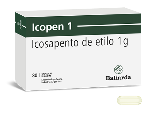 Icopen-IcosapentoDeEtilo-1-30.png Icopen Icosapento de etilo accidente cerebrovascular dislipemia Hipertrigliceridemia riesgo cardiovascular Triglicéridos Icopen Icosapento de etilo Omega 3 Ácido graso omega 3 Aceite de pescado Infarto de miocardio Angina Inestable Revascularización coronaria Factores de riesgo cardiovascular Riesgo residual Icosapent