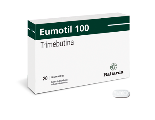 Eumotil_100_10.png Eumotil Trimebutina dolor abdominal diarrea constipación antiespasmódico Eumotil Motilidad gastrointestinal nauseas mala digestión Síndrome de colon irritable Trimebutina