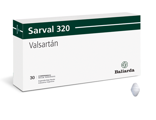 Sarval_320_30.png Sarval Valsartán tensión arterial vasodilatación Valsartán Sarval Insuficiencia cardíaca bloqueante cálcico Antihipertensivo Hipertensión arterial