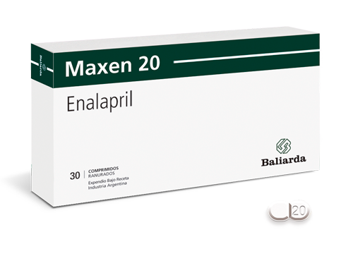 Maxen_20_30.png Maxen Enalapril Antihipertensivo Enalapril enzima convertidora de angiotensina Hipertensión arterial IECA Insuficiencia cardíaca Maxen tensión arterial