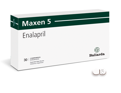 Maxen_5_10.png Maxen Enalapril Antihipertensivo Enalapril enzima convertidora de angiotensina Hipertensión arterial IECA Insuficiencia cardíaca Maxen tensión arterial